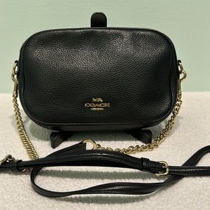 Coach Crossbody Chainlink Black Leather Gold Hardware